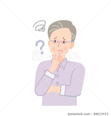 一臉苦惱表情思考的老人插圖素材 一臉苦惱表情思考的老人插圖素材 99613415