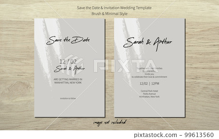 Save the date and wedding invitation modern card template with brush stroke and minimal style. Save the date and wedding invitation modern card template with brush stroke and minimal style. 99613560