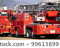 Fire trucks (ladder trucks) gathering at the New Year's parade 99613899