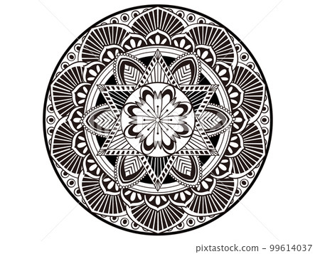 曼陀羅02黑白單色-插圖素材[99614037] - PIXTA圖庫