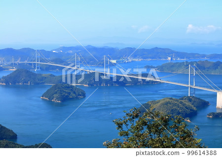 [Ehime Prefecture] Shimanami Kaido (Kurushima Kaikyo Bridge) seen from Kirosan Observatory 99614388