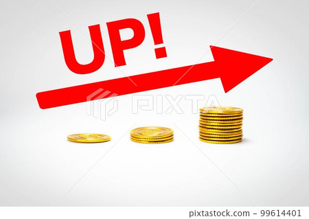 Image of increasing gold coins 99614401