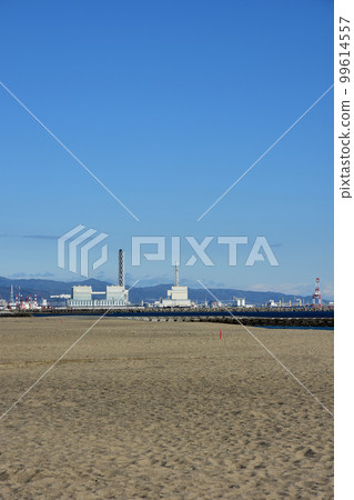 Hitachinaka Thermal Power Station viewed from Ajigaura Beach 99614557