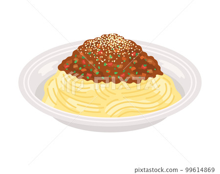 盤子裡的肉醬意大利面的插圖 盤子裡的肉醬意大利面的插圖 99614869