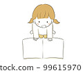 Cute girl reading a picture book with a smile 99615970