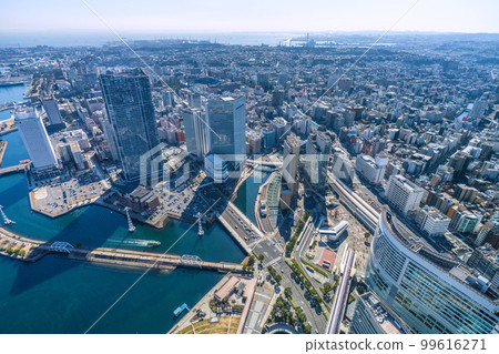 日本橫濱城市景觀 橫濱城市景觀。可以看到櫻木町站、新巴士轉盤、索道等。 99616271