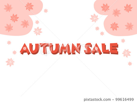 秋季銷售插圖：徽標和秋葉背景 99616499