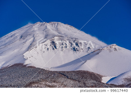 （靜岡縣）從水塚公園看到的最冷季節的富士山頂峰 99617440