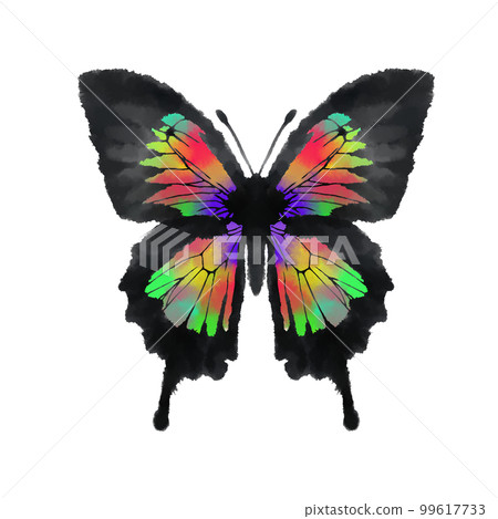 水彩風格的彩色蝴蝶，手繪蝴蝶插圖 99617733