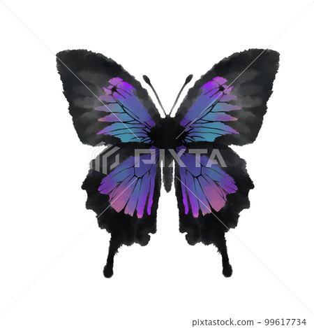 水彩風格的流血紫蝴蝶，手繪蝴蝶插圖 99617734
