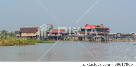 Floating houses on Inle Lake, Myanmar Floating houses on Inle Lake, Myanmar 99617969