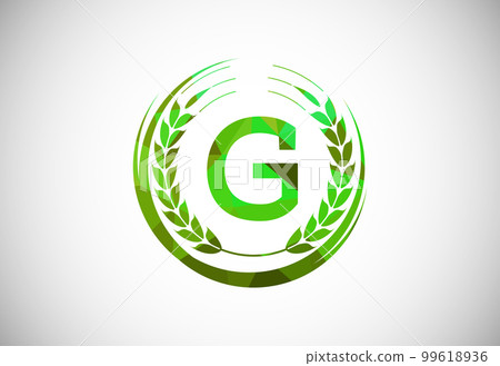 Alphabet G sign with a wheat wreath. Polygonal low poly organic wheat farming logo concept. Agriculture logo design vector template. Alphabet G sign with a wheat wreath. Polygonal low poly organic wheat farming logo concept. Agriculture logo design vector template. 99618936