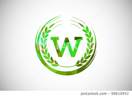 Alphabet W sign with a wheat wreath. Polygonal low poly organic wheat farming logo concept. Agriculture logo design vector template. Alphabet W sign with a wheat wreath. Polygonal low poly organic wheat farming logo concept. Agriculture logo design vector template. 99618952