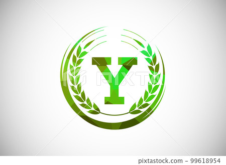 Alphabet Y sign with a wheat wreath. Polygonal low poly organic wheat farming logo concept. Agriculture logo design vector template. Alphabet Y sign with a wheat wreath. Polygonal low poly organic wheat farming logo concept. Agriculture logo design vector template. 99618954