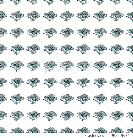 Beautiful flower line seamless pattern ornament. Floral vintage outline endless background. Retro style. 99619625