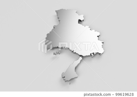 Three-dimensional bird view blank map Used for presentation materials, Hyogo Prefecture 99619628