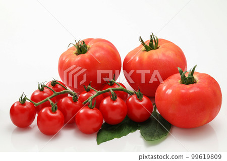 Large tomato with white back and mini tomato with cob 99619809