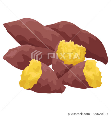 Baked sweet potato illustration material set vector 99620104