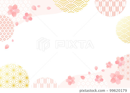 Cherry blossoms, spring, Japanese pattern, background, frame, pink 99620179