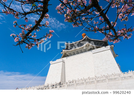 Chiang Kai-shek Memorial Hall with cherry blossoms in Taipei, Taiwan Chiang Kai-shek Memorial Hall with cherry blossoms in Taipei, Taiwan 99620240