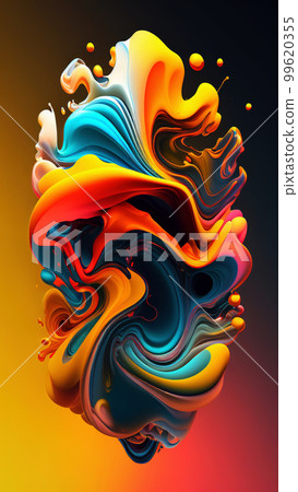 Abstract colorful gradient fluid grow in the dark. illustration. 99620355
