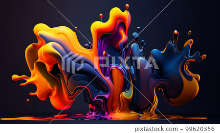 Abstract colorful gradient fluid grow in the dark. illustration. 99620356