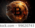 Bitcoin golden cryptocurrency coin closeup, generative ai 99620743
