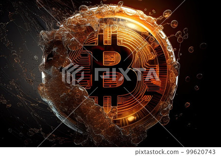 Bitcoin golden cryptocurrency coin closeup, generative ai 99620743