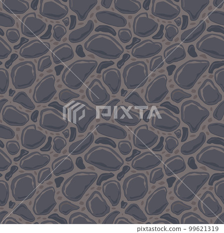 Cartoon game texture, rocks, dirt and ground surface seamless pattern. Game asset wall and environment background 99621319