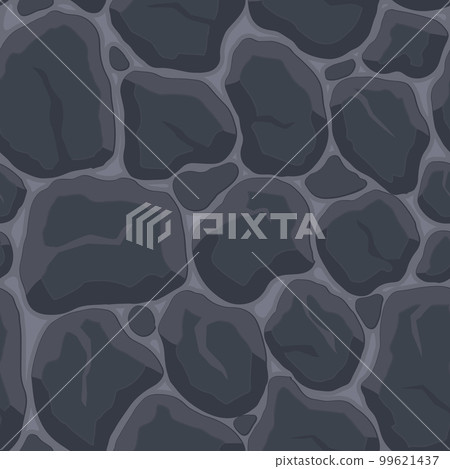 Cartoon game texture, rocks, dirt and ground surface seamless pattern. Game asset wall and environment background Cartoon game texture, rocks, dirt and ground surface seamless pattern. Game asset wall and environment background 99621437