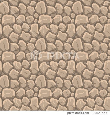 Cartoon game texture, rocks, dirt and ground surface seamless pattern. Game asset wall and environment background 99621444