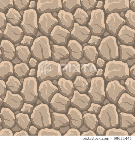 Cartoon game texture, rocks, dirt and ground surface seamless pattern. Game asset wall and environment background Cartoon game texture, rocks, dirt and ground surface seamless pattern. Game asset wall and environment background 99621445