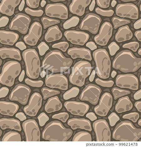 Cartoon game texture, rocks, dirt and ground surface seamless pattern. Game asset wall and environment background Cartoon game texture, rocks, dirt and ground surface seamless pattern. Game asset wall and environment background 99621478