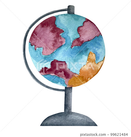 Watercolor back to school map globe clip art 99621484