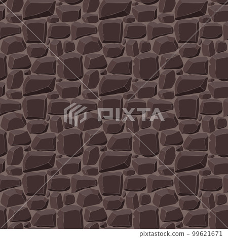Cartoon game texture, rocks, dirt and ground surface seamless pattern. Game asset wall and environment background 99621671