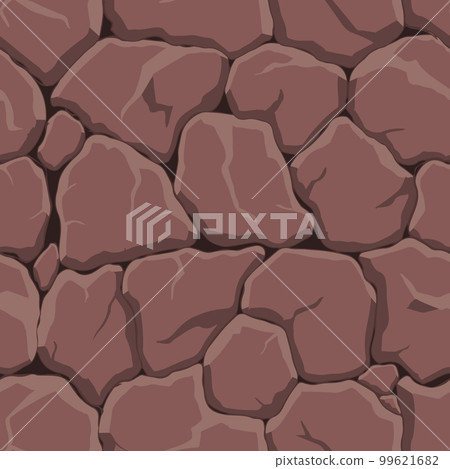 Cartoon game texture, rocks, dirt and ground surface seamless pattern. Game asset wall and environment background 99621682