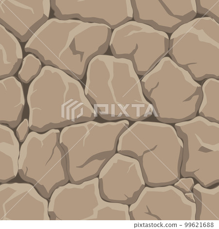 Cartoon game texture, rocks, dirt and ground surface seamless pattern. Game asset wall and environment background Cartoon game texture, rocks, dirt and ground surface seamless pattern. Game asset wall and environment background 99621688