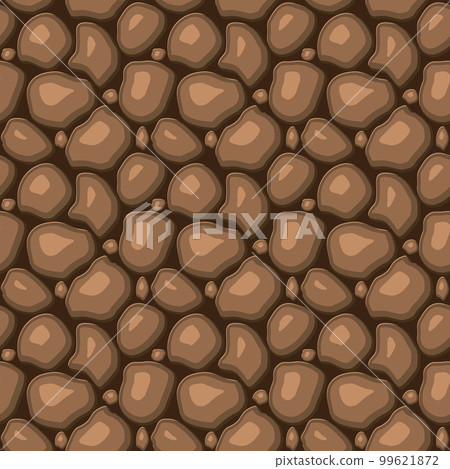 Cartoon game texture, rocks, dirt and ground surface seamless pattern. Game asset wall and environment background Cartoon game texture, rocks, dirt and ground surface seamless pattern. Game asset wall and environment background 99621872