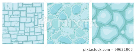 Cartoon game textures, ice surface seamless patterns. Game assets walls and environment backgrounds 99621903