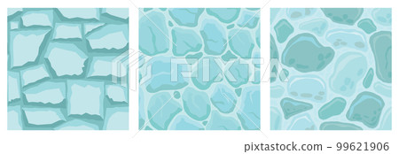 Cartoon game textures, ice surface seamless patterns. Game assets walls and environment backgrounds 99621906