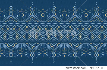 Vector cross stitch knitting background, Knitted ethnic pattern, Embroidery decorative square style Vector cross stitch knitting background, Knitted ethnic pattern, Embroidery decorative square style 99622109