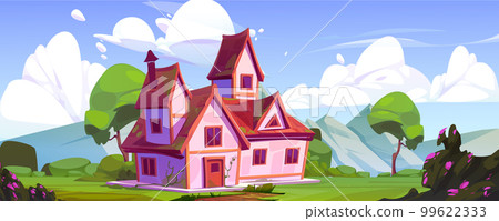 Nice house surrounded by mountain landscape 99622333