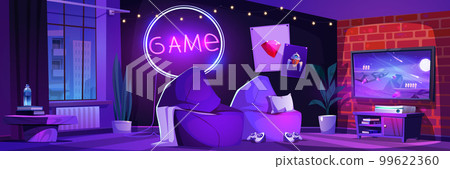 Gamer room interior at night 99622360