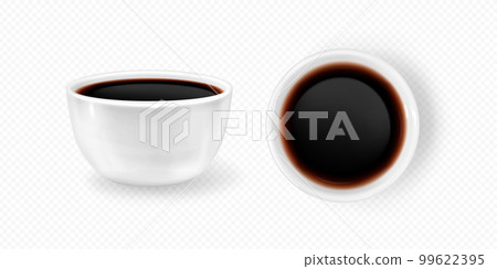 Realistic soy sauce top view bowl isolated vector 99622395