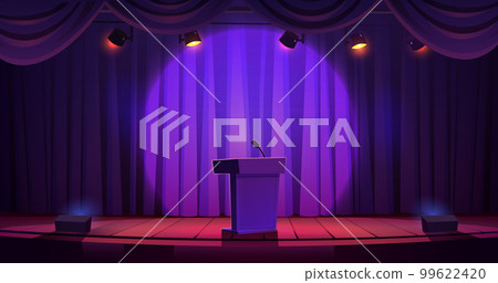 Rostrum with microphone for public speech on stage Rostrum with microphone for public speech on stage 99622420
