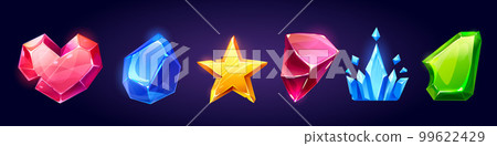 Cartoon set of game crystals on background 99622429