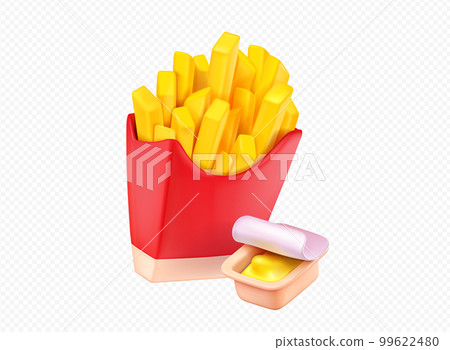 3D french fries paper box isolated on background 99622480