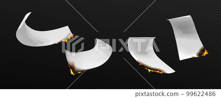 Falling burn paper. Vector falling ablaze label 99622486