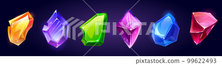 Game gem stone, magic jewel crystal icons Game gem stone, magic jewel crystal icons 99622493