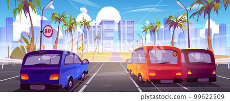 Cars on road in tropical summer city 99622509